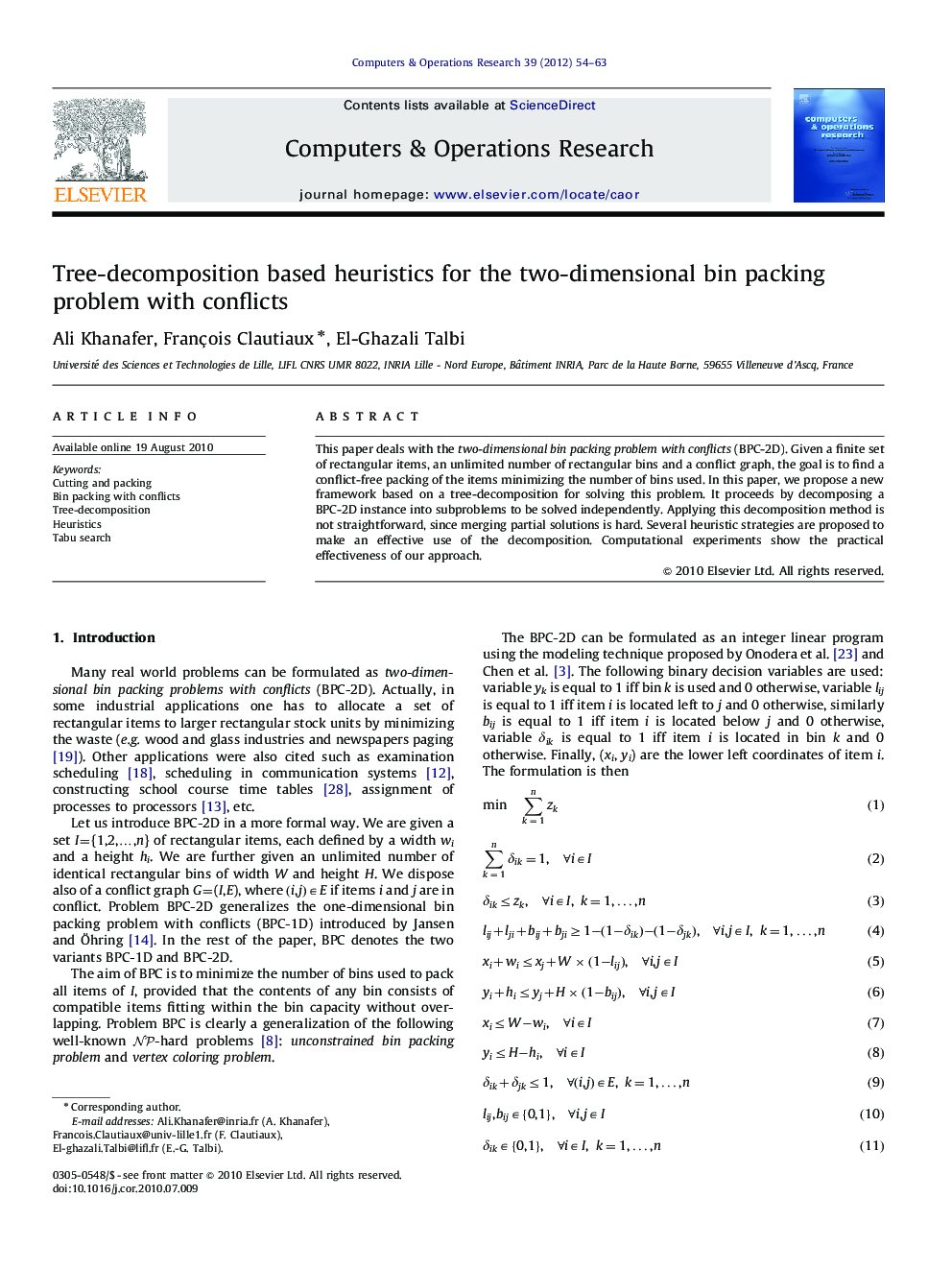 Tree-decomposition based heuristics for the two-dimensional bin packing problem with conflicts