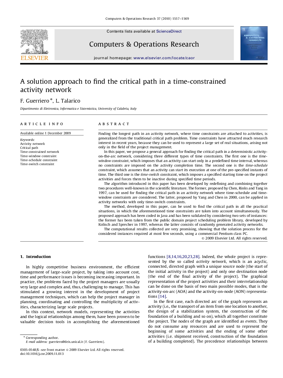 A solution approach to find the critical path in a time-constrained activity network