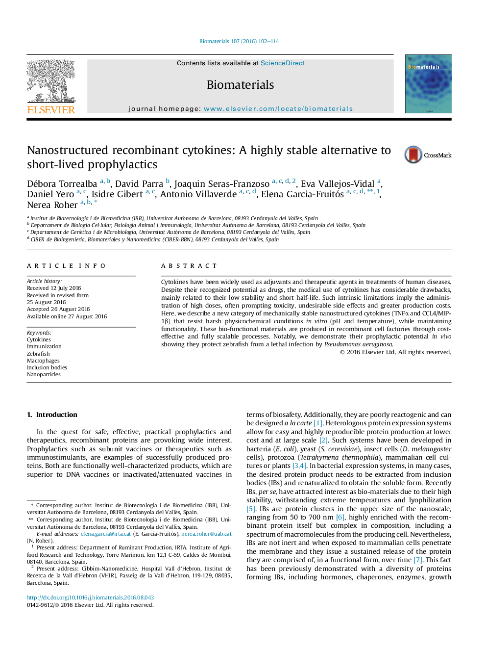 Nanostructured recombinant cytokines: A highly stable alternative to short-lived prophylactics