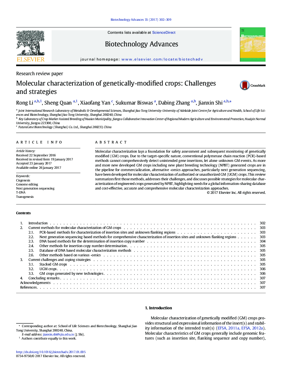 Research review paperMolecular characterization of genetically-modified crops: Challenges and strategies