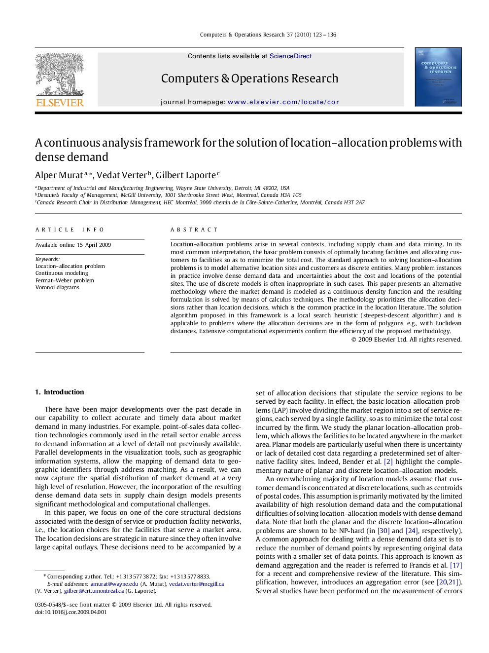 A continuous analysis framework for the solution of location–allocation problems with dense demand