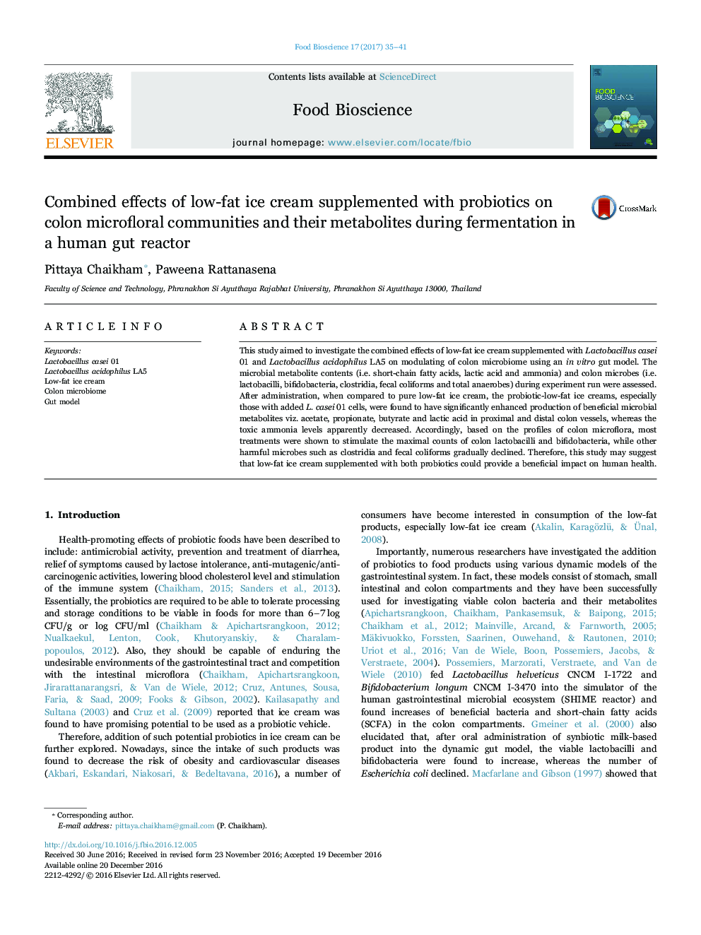 Combined effects of low-fat ice cream supplemented with probiotics on colon microfloral communities and their metabolites during fermentation in a human gut reactor