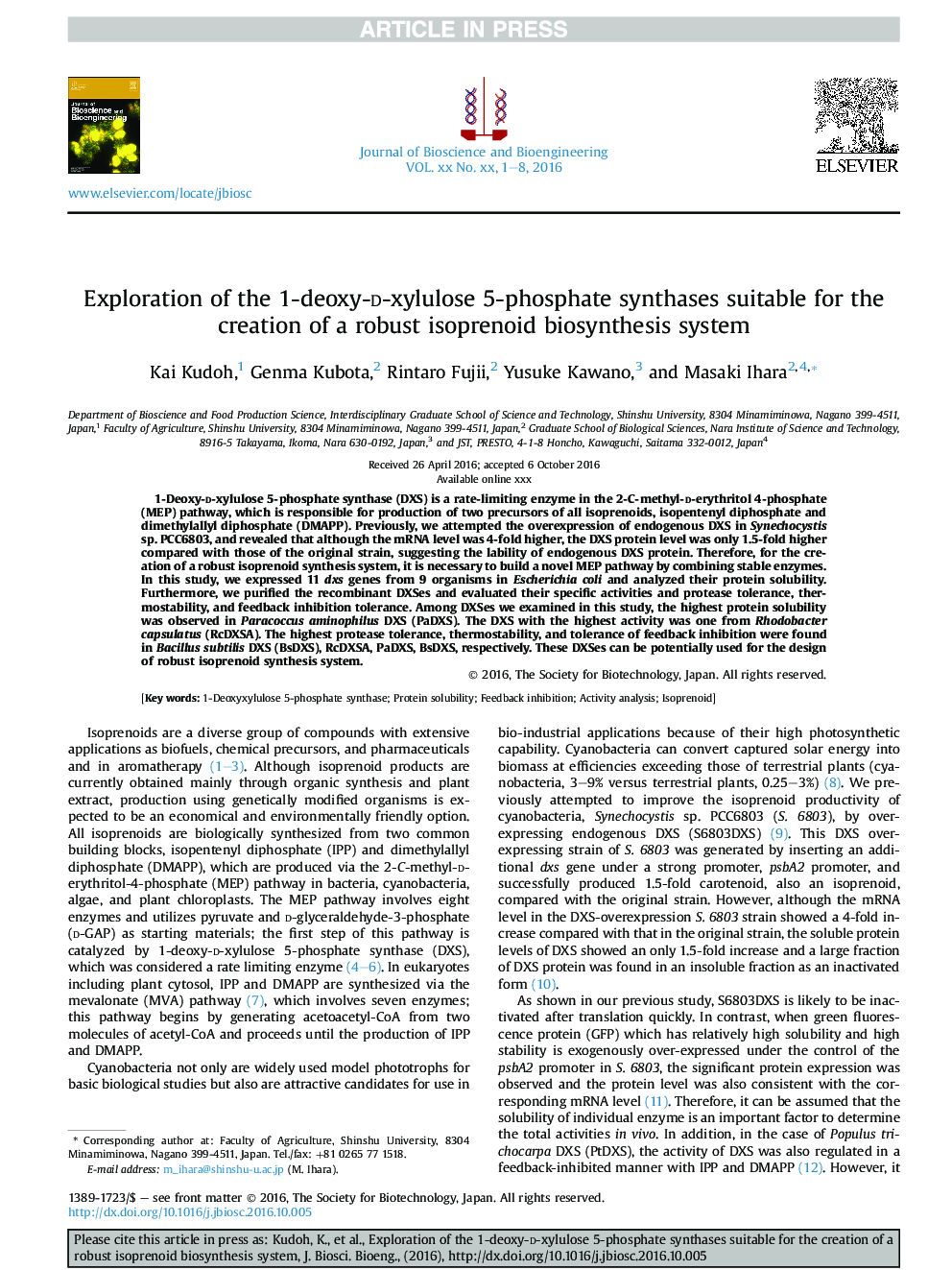 Exploration of the 1-deoxy-d-xylulose 5-phosphate synthases suitable for the creation of a robust isoprenoid biosynthesis system