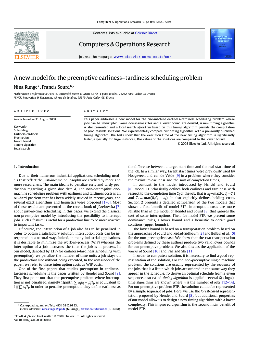 A new model for the preemptive earliness–tardiness scheduling problem