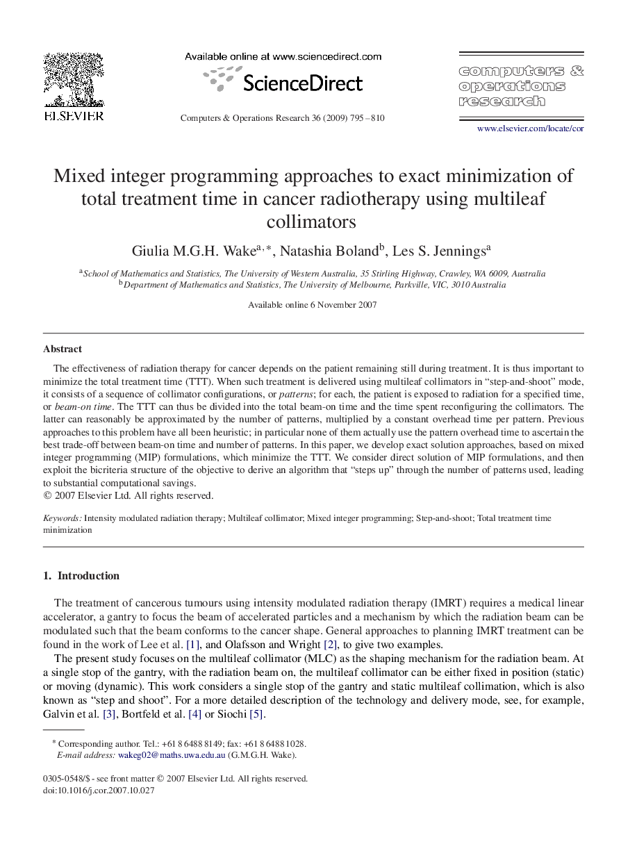 Mixed integer programming approaches to exact minimization of total treatment time in cancer radiotherapy using multileaf collimators