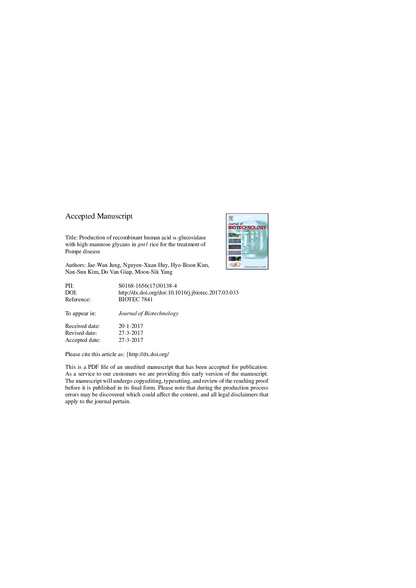 Production of recombinant human acid Î±-glucosidase with high-mannose glycans in gnt1 rice for the treatment of Pompe disease