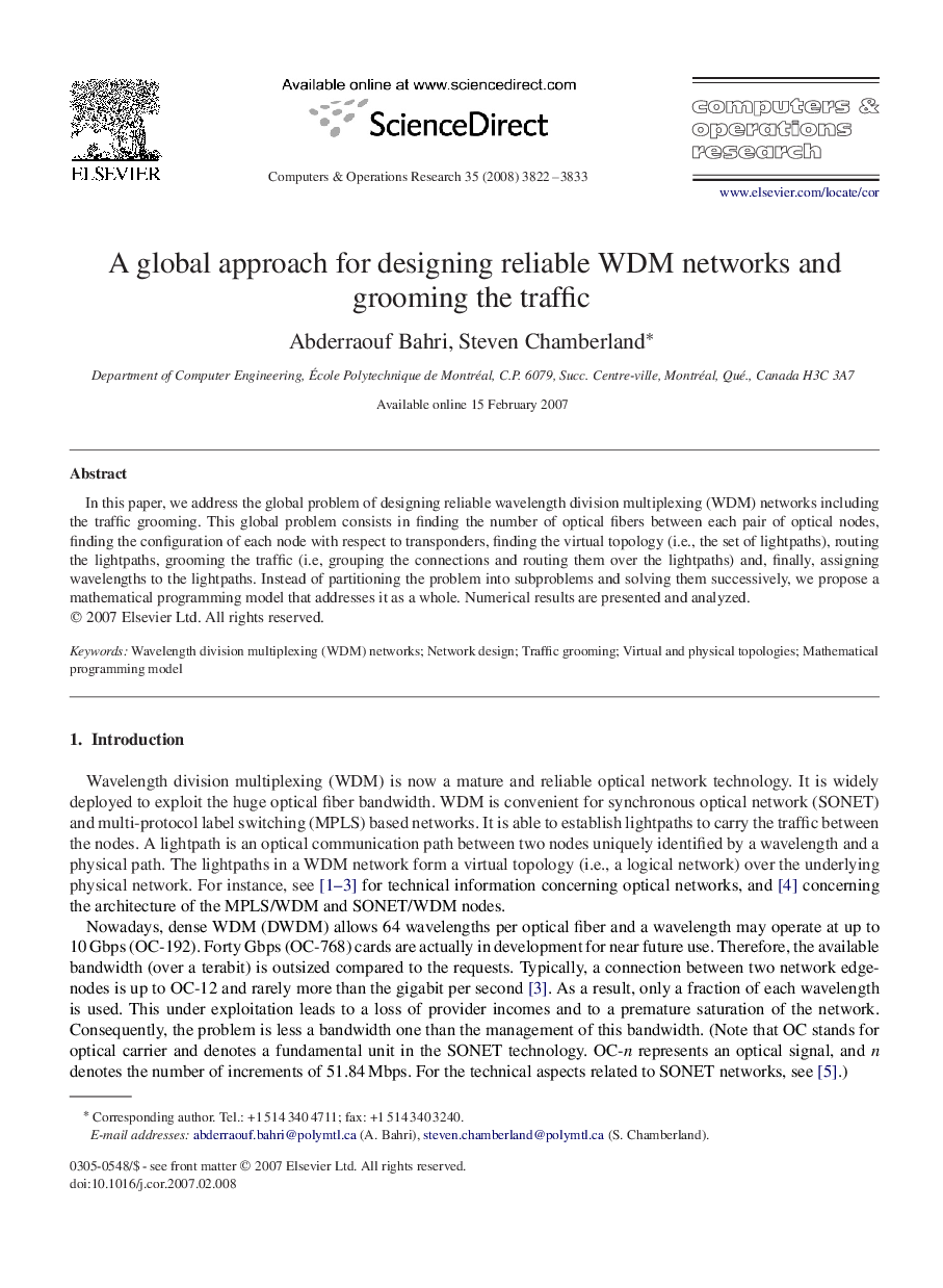 A global approach for designing reliable WDM networks and grooming the traffic