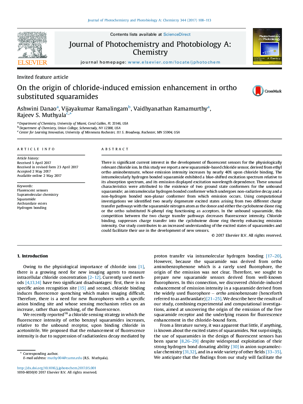 On the origin of chloride-induced emission enhancement in ortho substituted squaramides