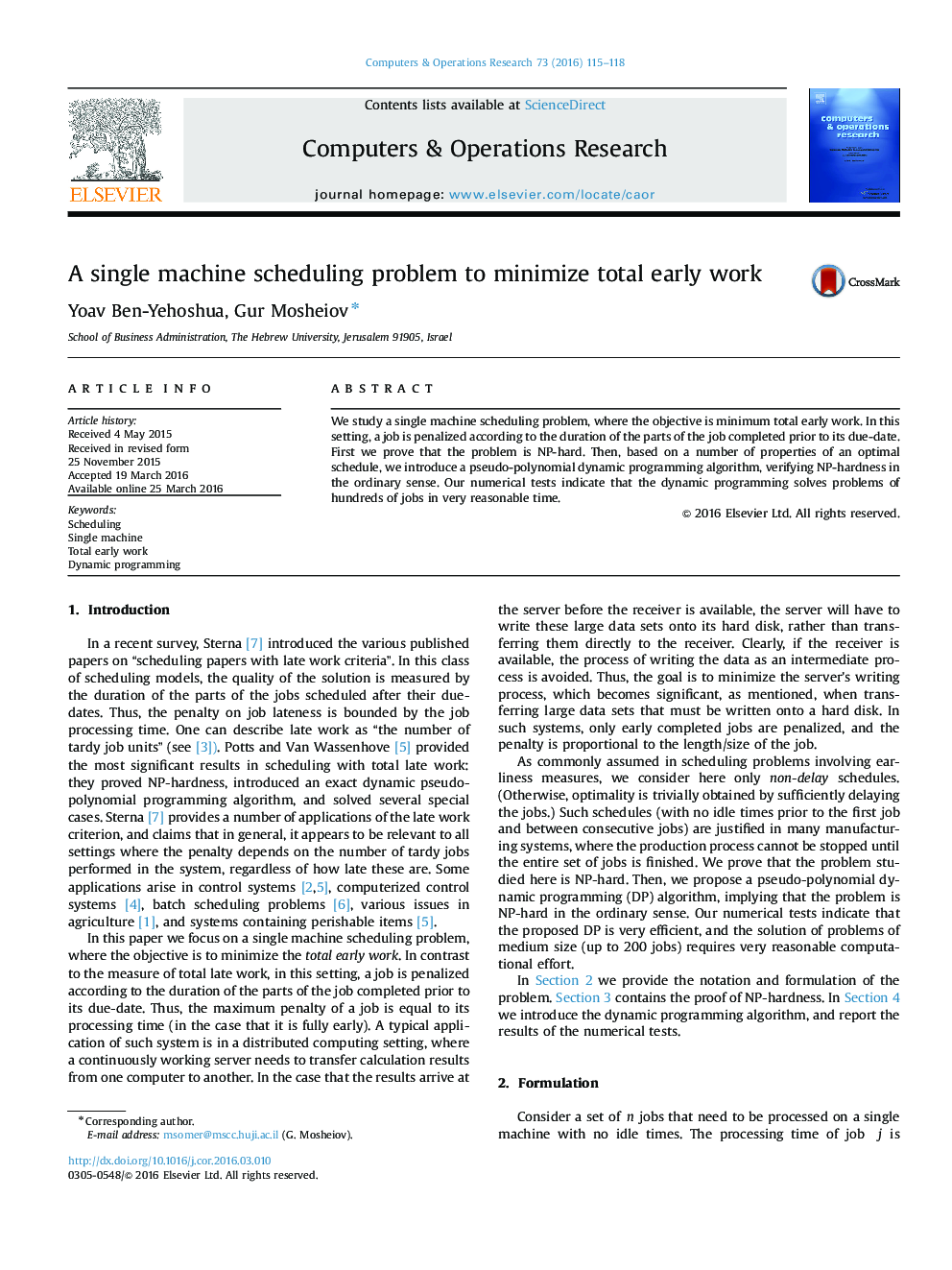 A single machine scheduling problem to minimize total early work