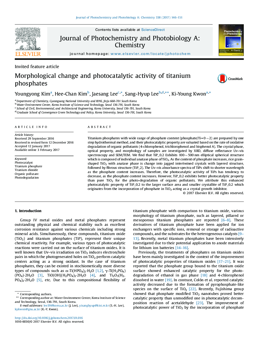 Morphological change and photocatalytic activity of titanium phosphates