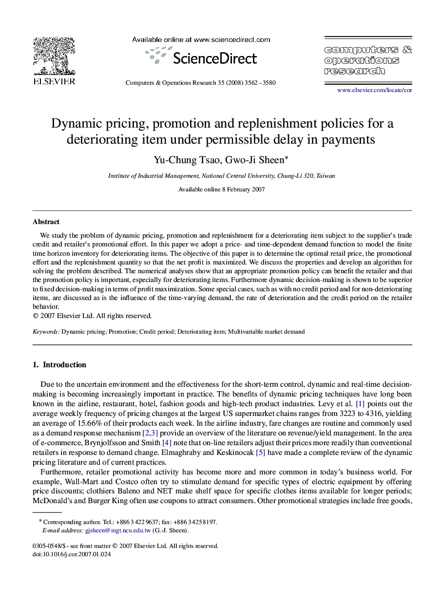 Dynamic pricing, promotion and replenishment policies for a deteriorating item under permissible delay in payments