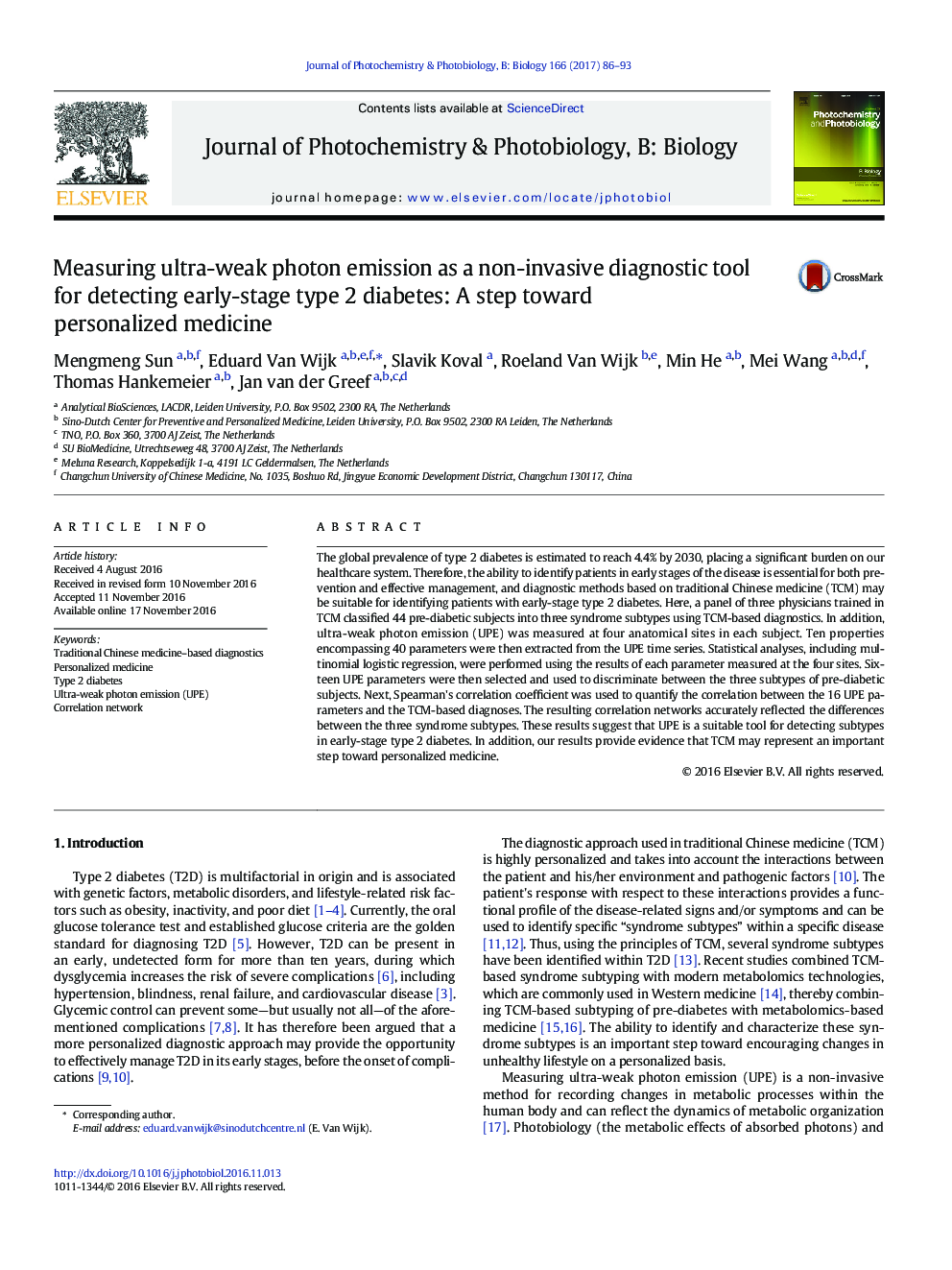 Measuring ultra-weak photon emission as a non-invasive diagnostic tool for detecting early-stage type 2 diabetes: A step toward personalized medicine