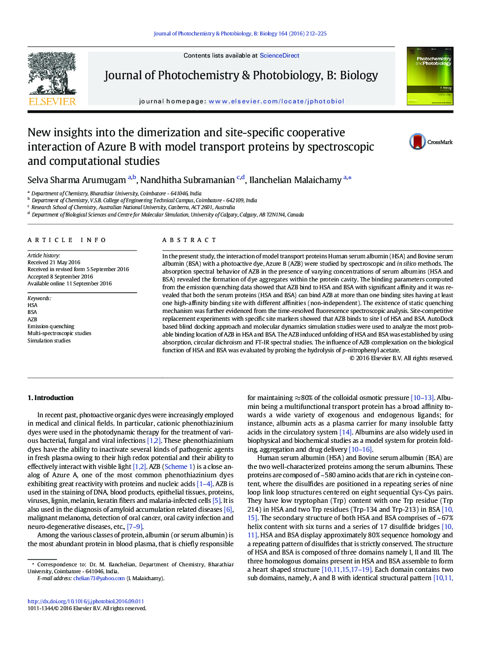 New insights into the dimerization and site-specific cooperative interaction of Azure B with model transport proteins by spectroscopic and computational studies