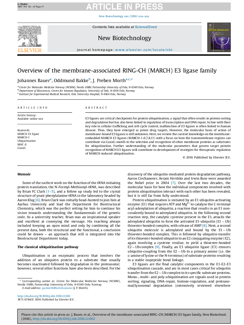 Overview of the membrane-associated RING-CH (MARCH) E3 ligase family