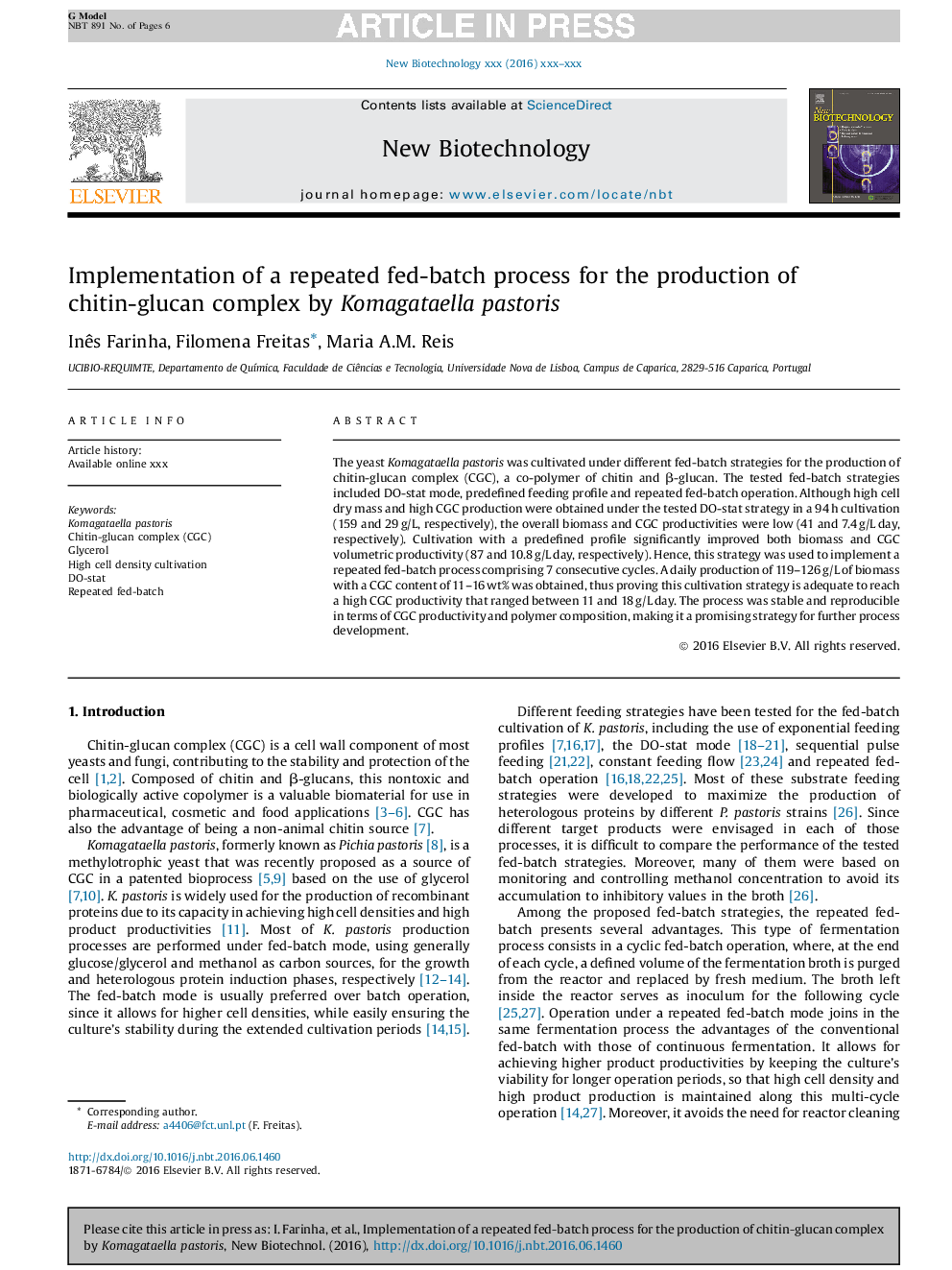 Implementation of a repeated fed-batch process for the production of chitin-glucan complex by Komagataella pastoris