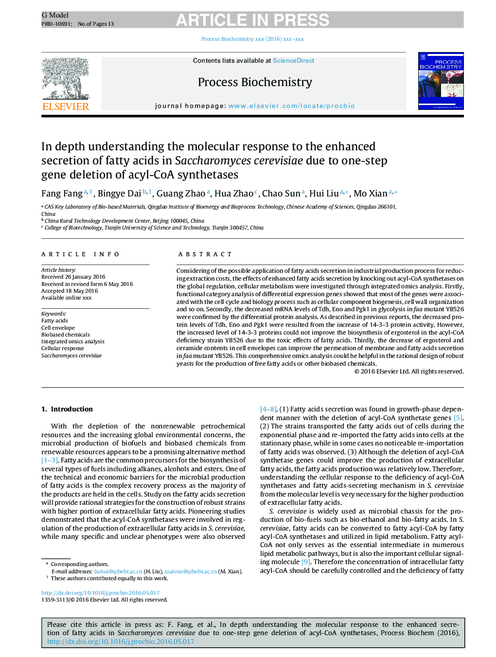 In depth understanding the molecular response to the enhanced secretion of fatty acids in Saccharomyces cerevisiae due to one-step gene deletion of acyl-CoA synthetases