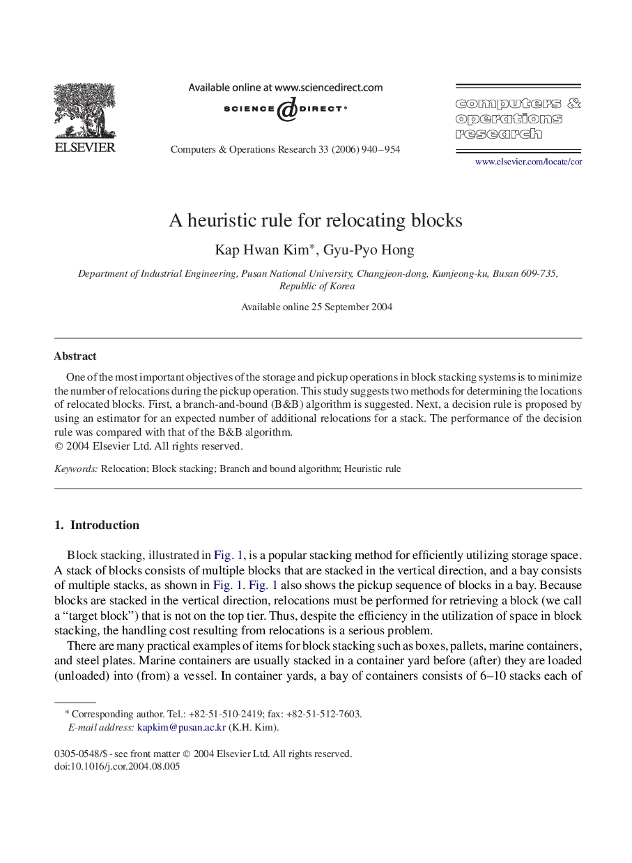 A heuristic rule for relocating blocks