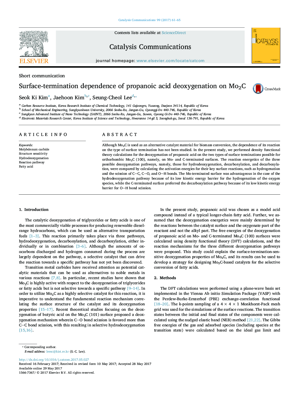 Surface-termination dependence of propanoic acid deoxygenation on Mo2C