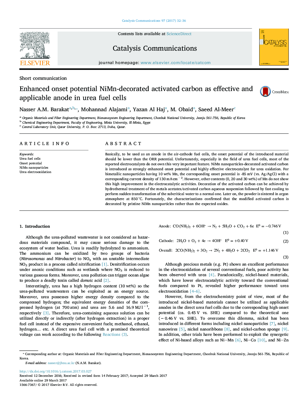 Enhanced onset potential NiMn-decorated activated carbon as effective and applicable anode in urea fuel cells