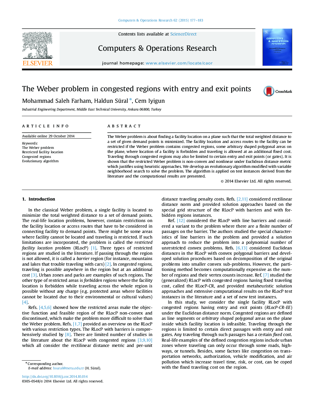 The Weber problem in congested regions with entry and exit points