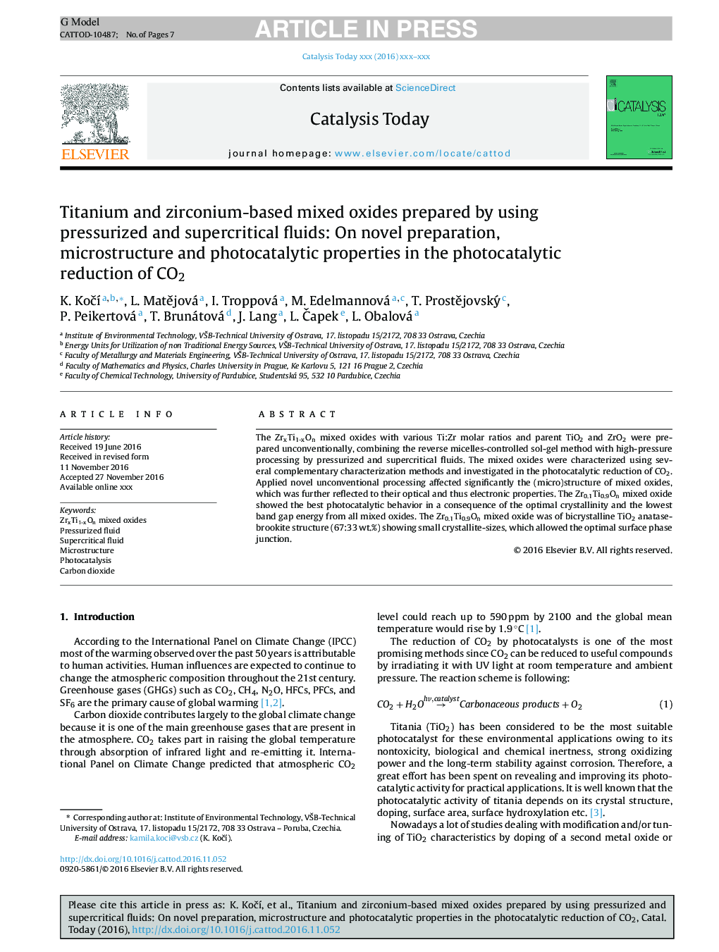 Titanium and zirconium-based mixed oxides prepared by using pressurized and supercritical fluids: On novel preparation, microstructure and photocatalytic properties in the photocatalytic reduction of CO2