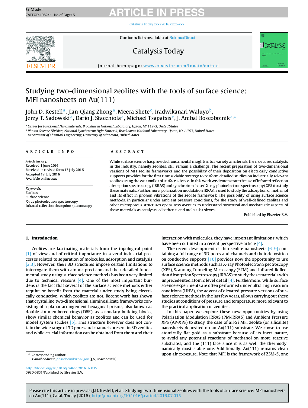 Studying two-dimensional zeolites with the tools of surface science: MFI nanosheets on Au(111)