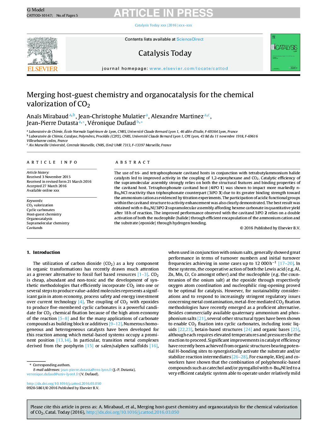 Merging host-guest chemistry and organocatalysis for the chemical valorization of CO2