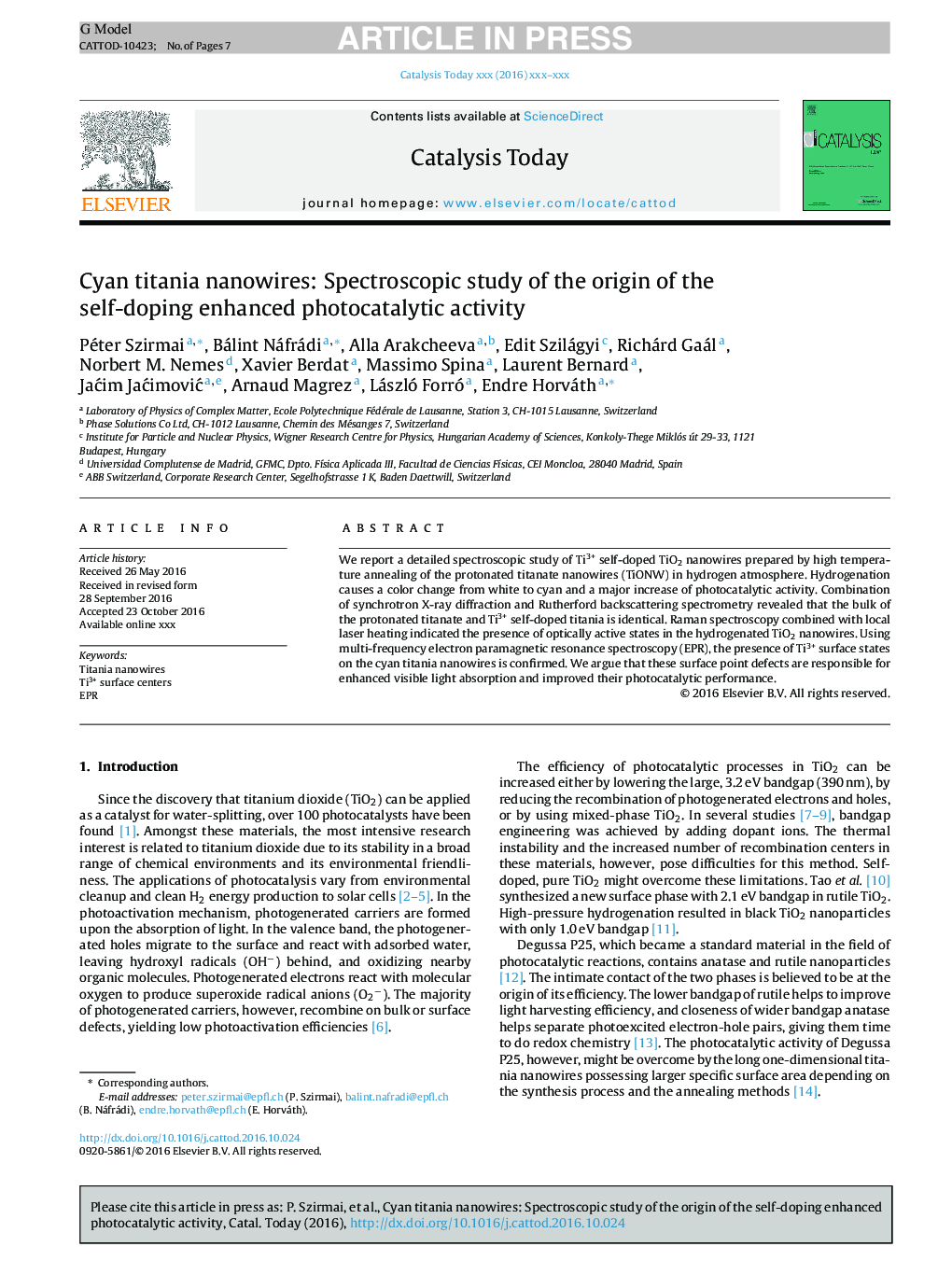 Cyan titania nanowires: Spectroscopic study of the origin of the self-doping enhanced photocatalytic activity