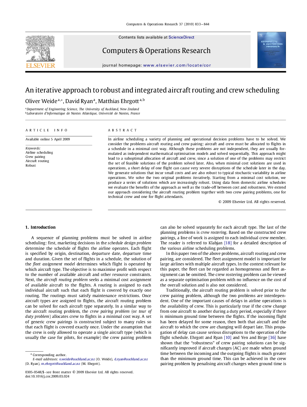 An iterative approach to robust and integrated aircraft routing and crew scheduling