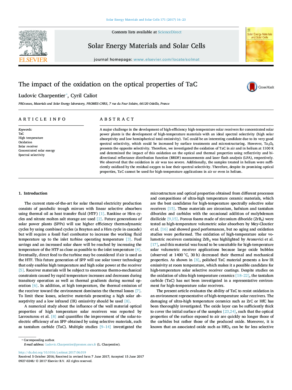 The impact of the oxidation on the optical properties of TaC