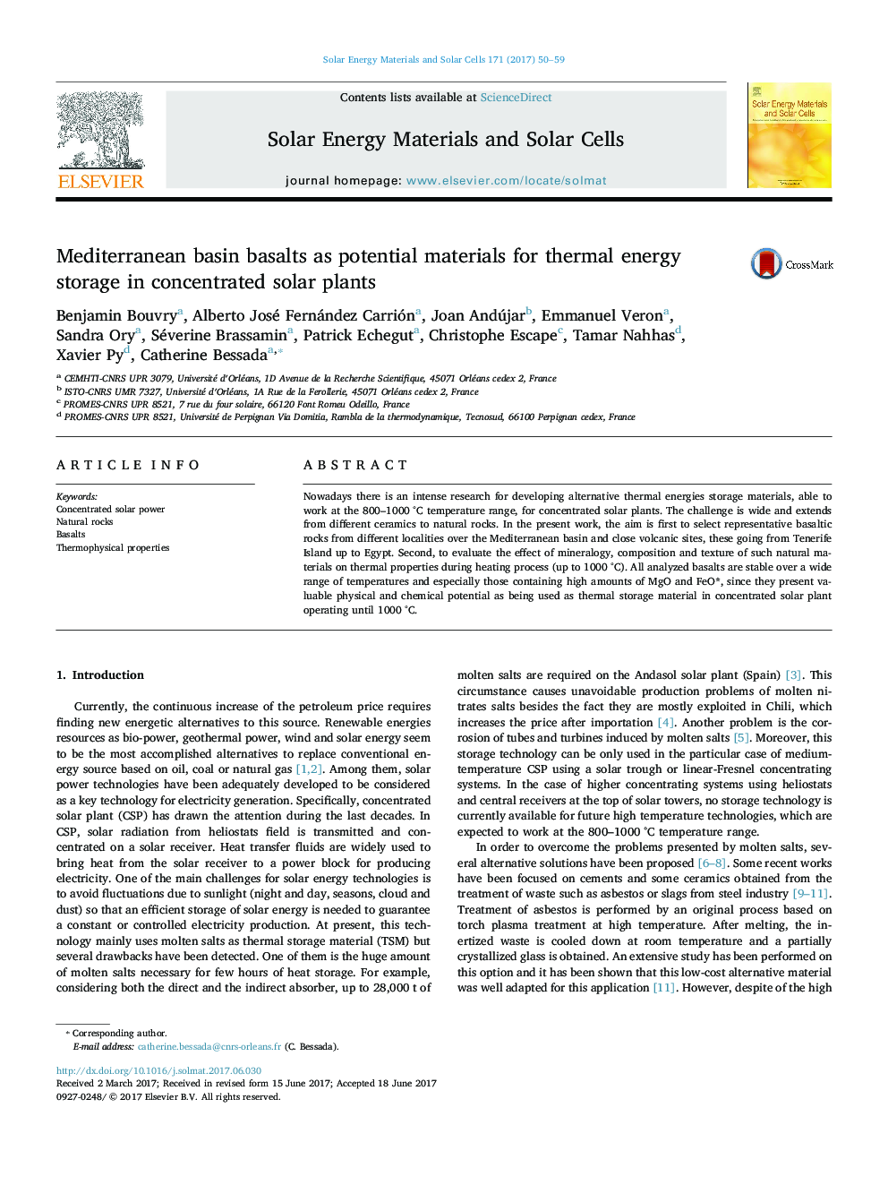 Mediterranean basin basalts as potential materials for thermal energy storage in concentrated solar plants