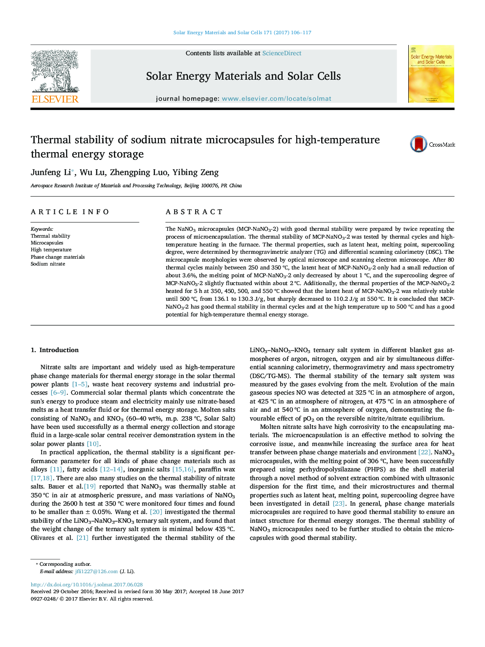 Thermal stability of sodium nitrate microcapsules for high-temperature thermal energy storage