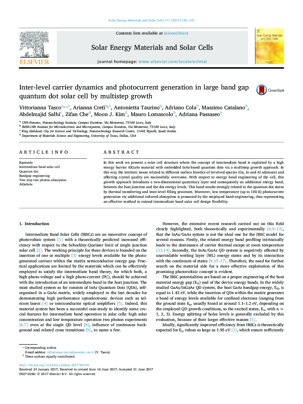 Inter-level carrier dynamics and photocurrent generation in large band gap quantum dot solar cell by multistep growth