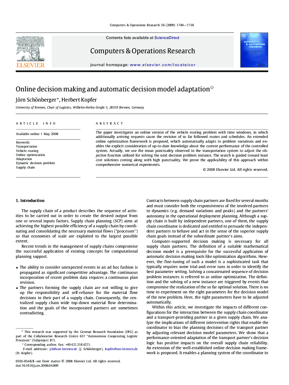 Online decision making and automatic decision model adaptation 