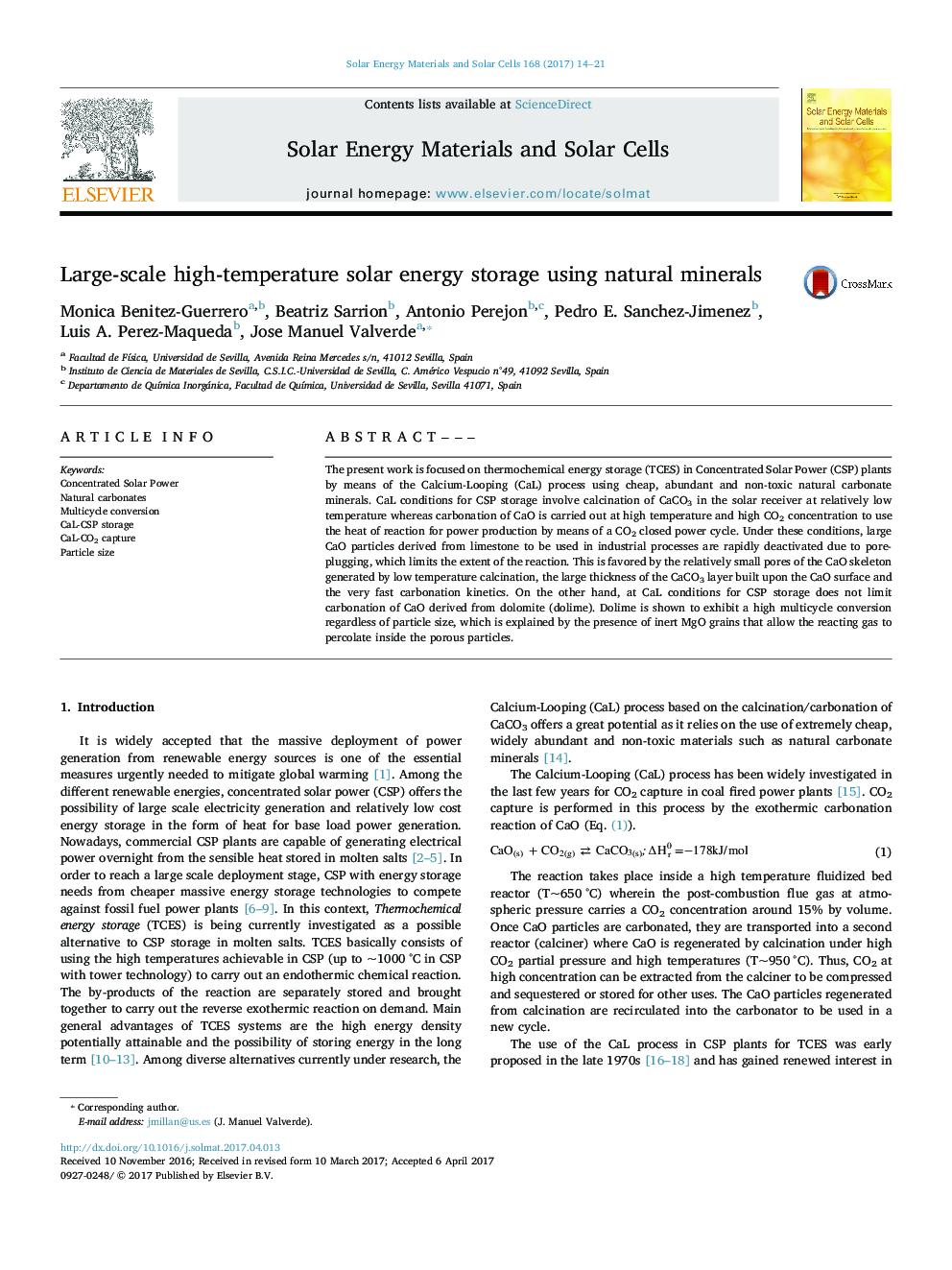 Large-scale high-temperature solar energy storage using natural minerals