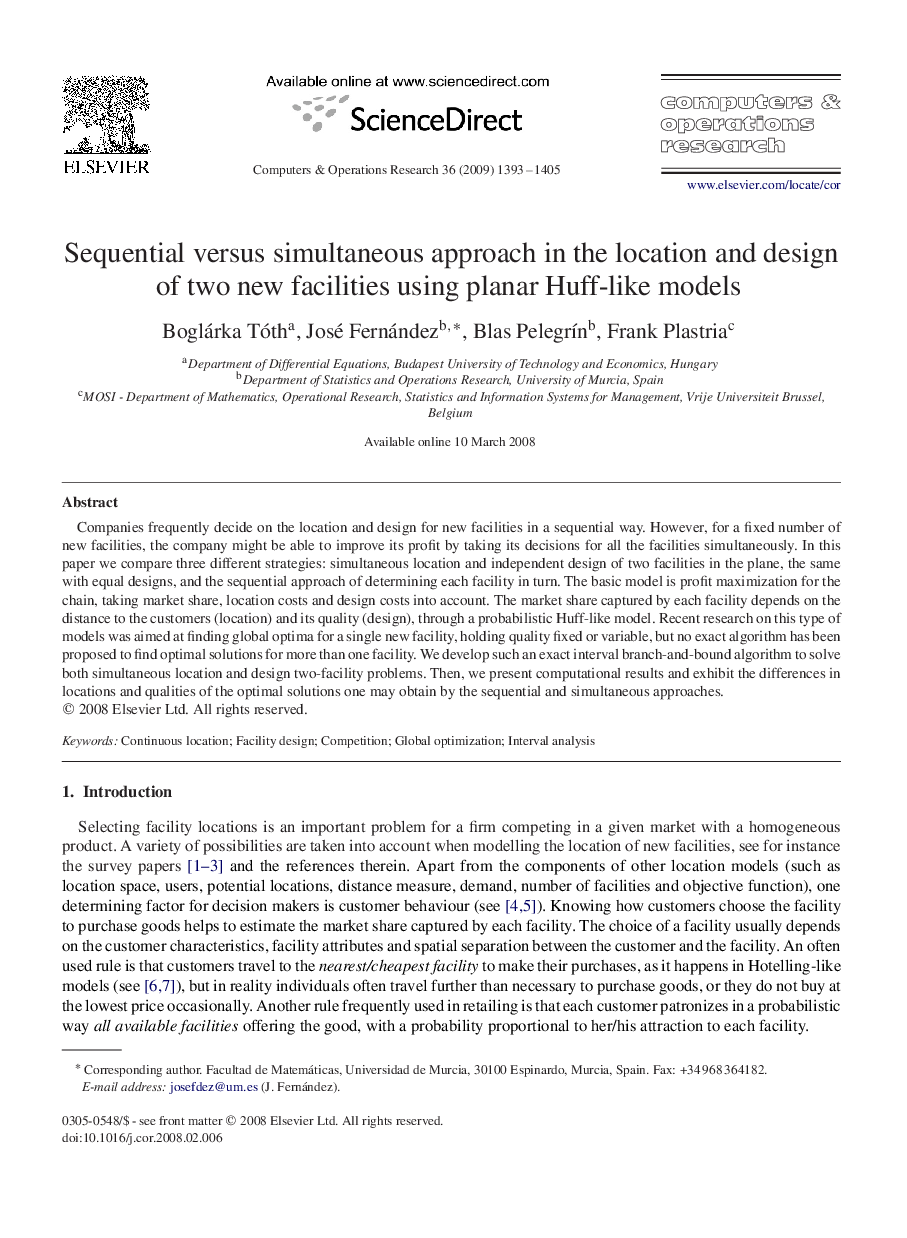 Sequential versus simultaneous approach in the location and design of two new facilities using planar Huff-like models