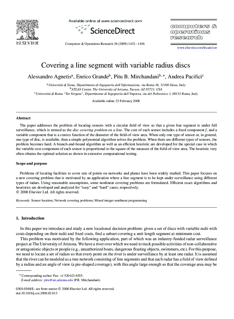 Covering a line segment with variable radius discs