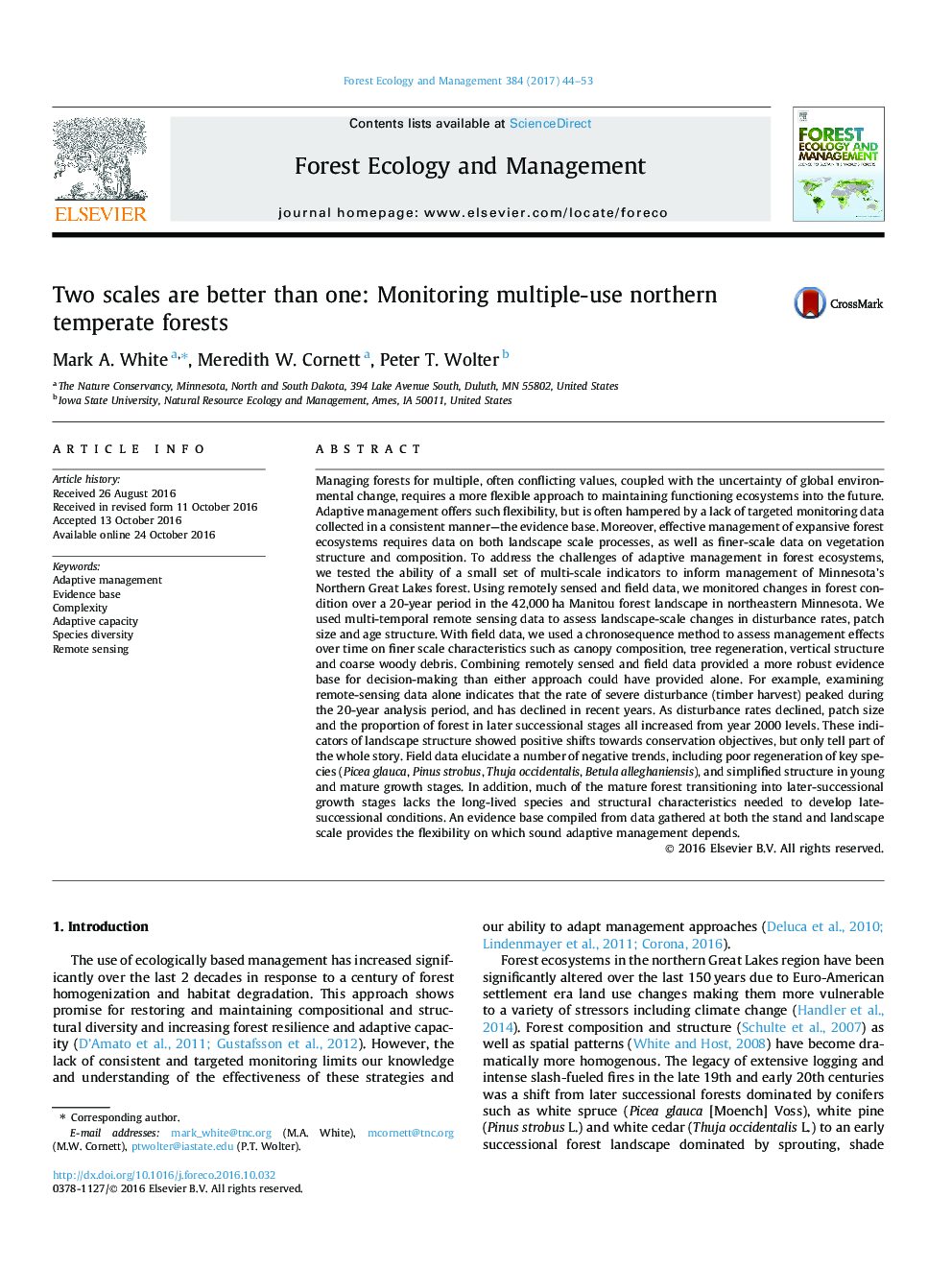 Two scales are better than one: Monitoring multiple-use northern temperate forests