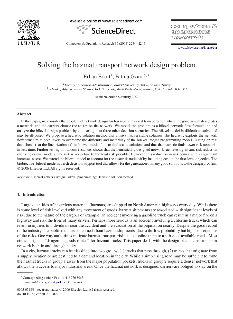 Solving the hazmat transport network design problem