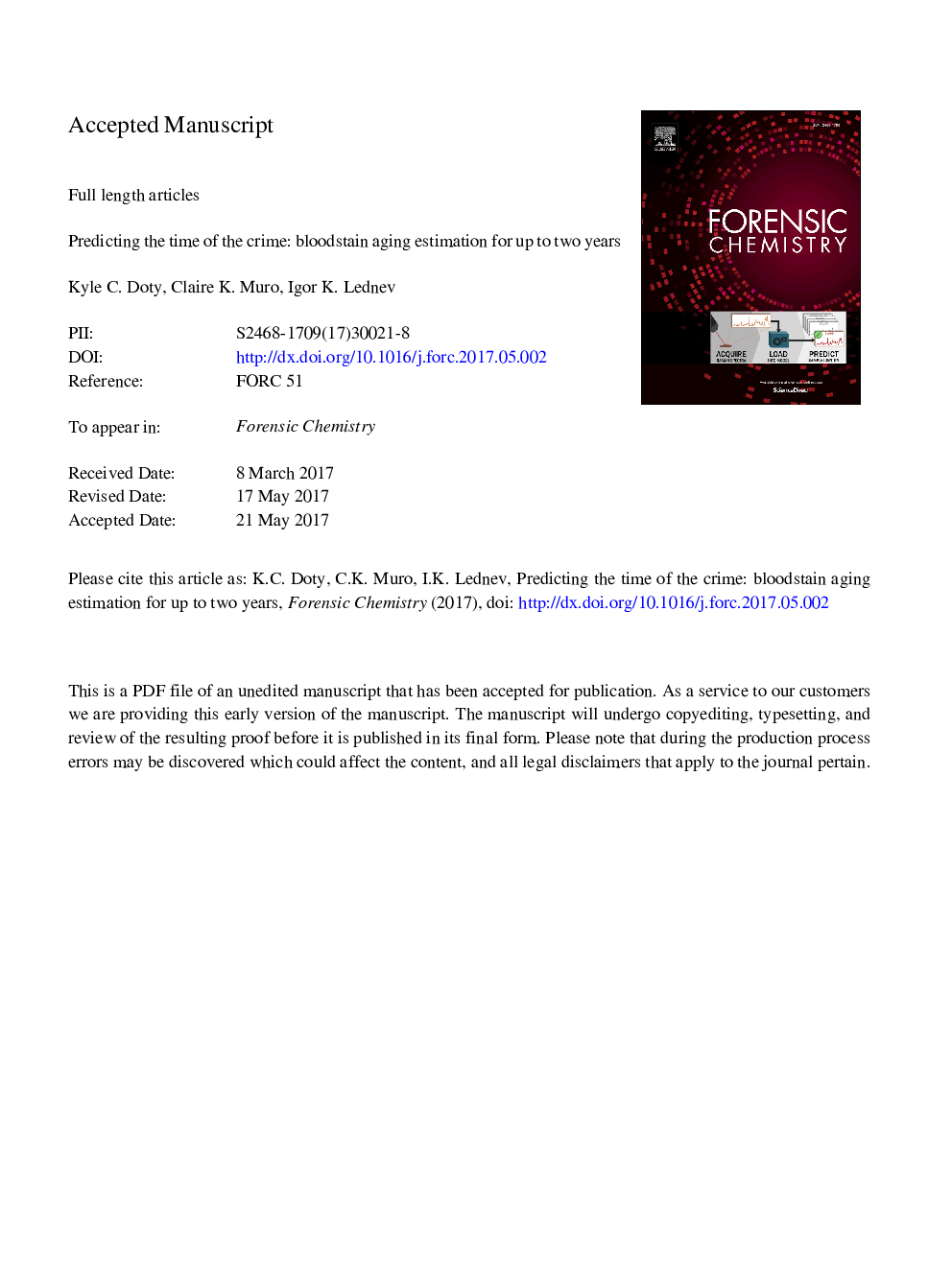 Predicting the time of the crime: Bloodstain aging estimation for up to two years