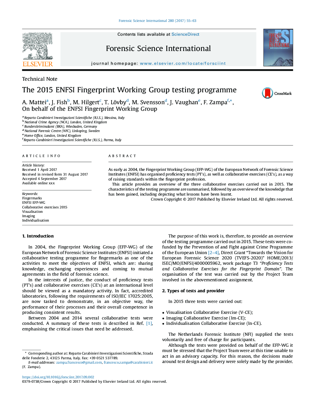 The 2015 ENFSI Fingerprint Working Group testing programme