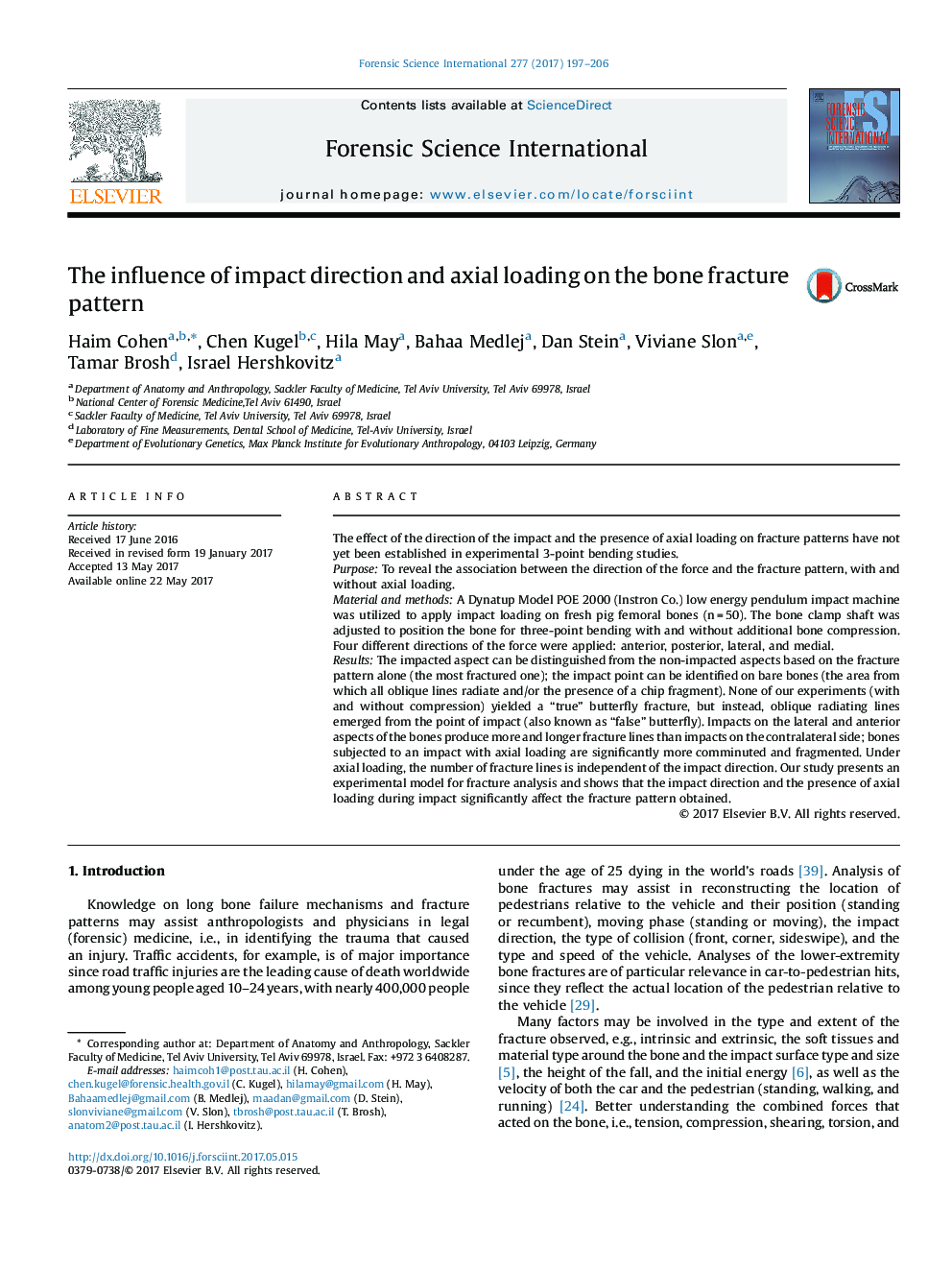 The influence of impact direction and axial loading on the bone fracture pattern