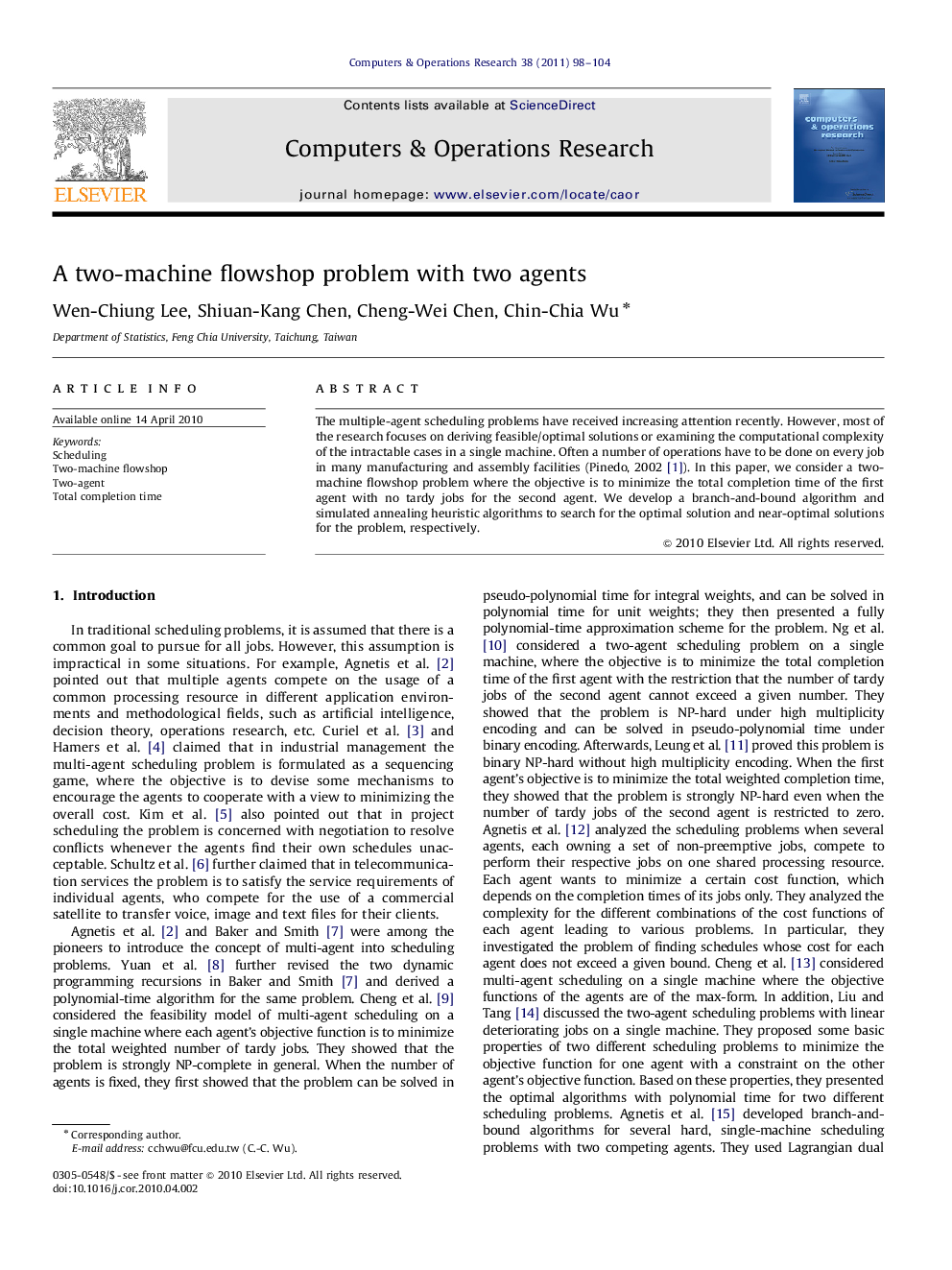 A two-machine flowshop problem with two agents