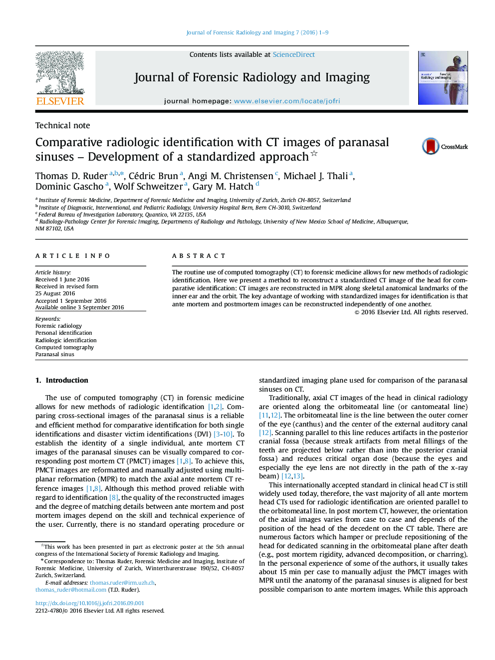 Comparative radiologic identification with CT images of paranasal sinuses - Development of a standardized approach