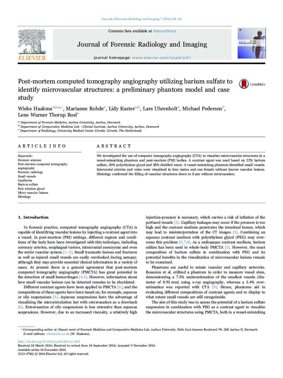 Post-mortem computed tomography angiography utilizing barium sulfate to identify microvascular structures: a preliminary phantom model and case study