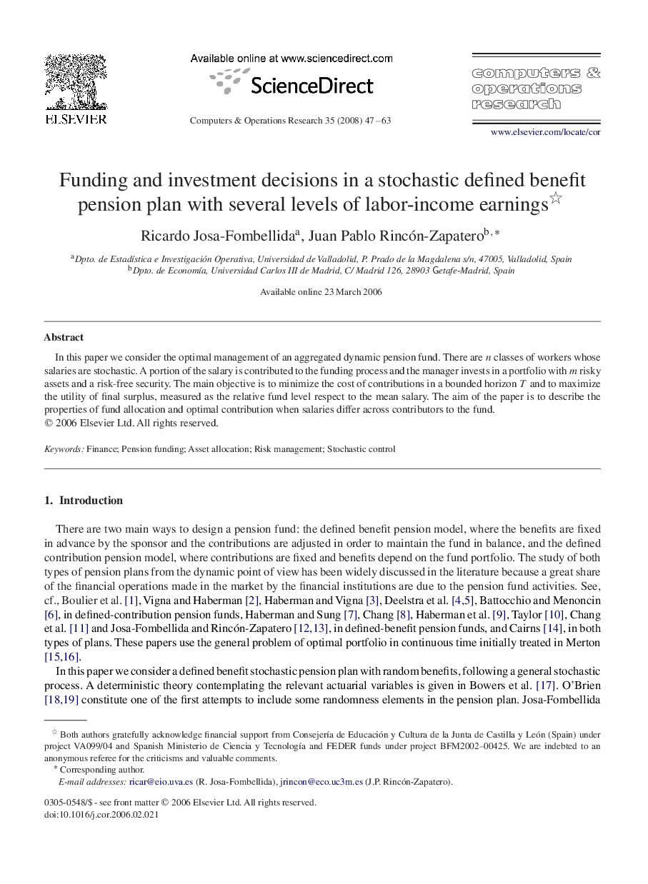 Funding and investment decisions in a stochastic defined benefit pension plan with several levels of labor-income earnings 