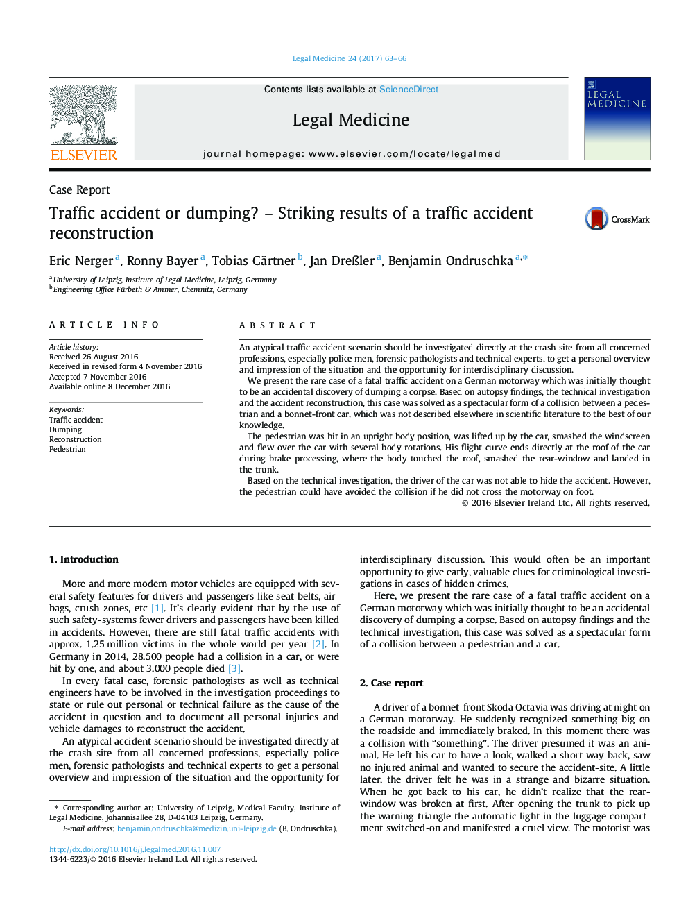 Traffic accident or dumping? - Striking results of a traffic accident reconstruction