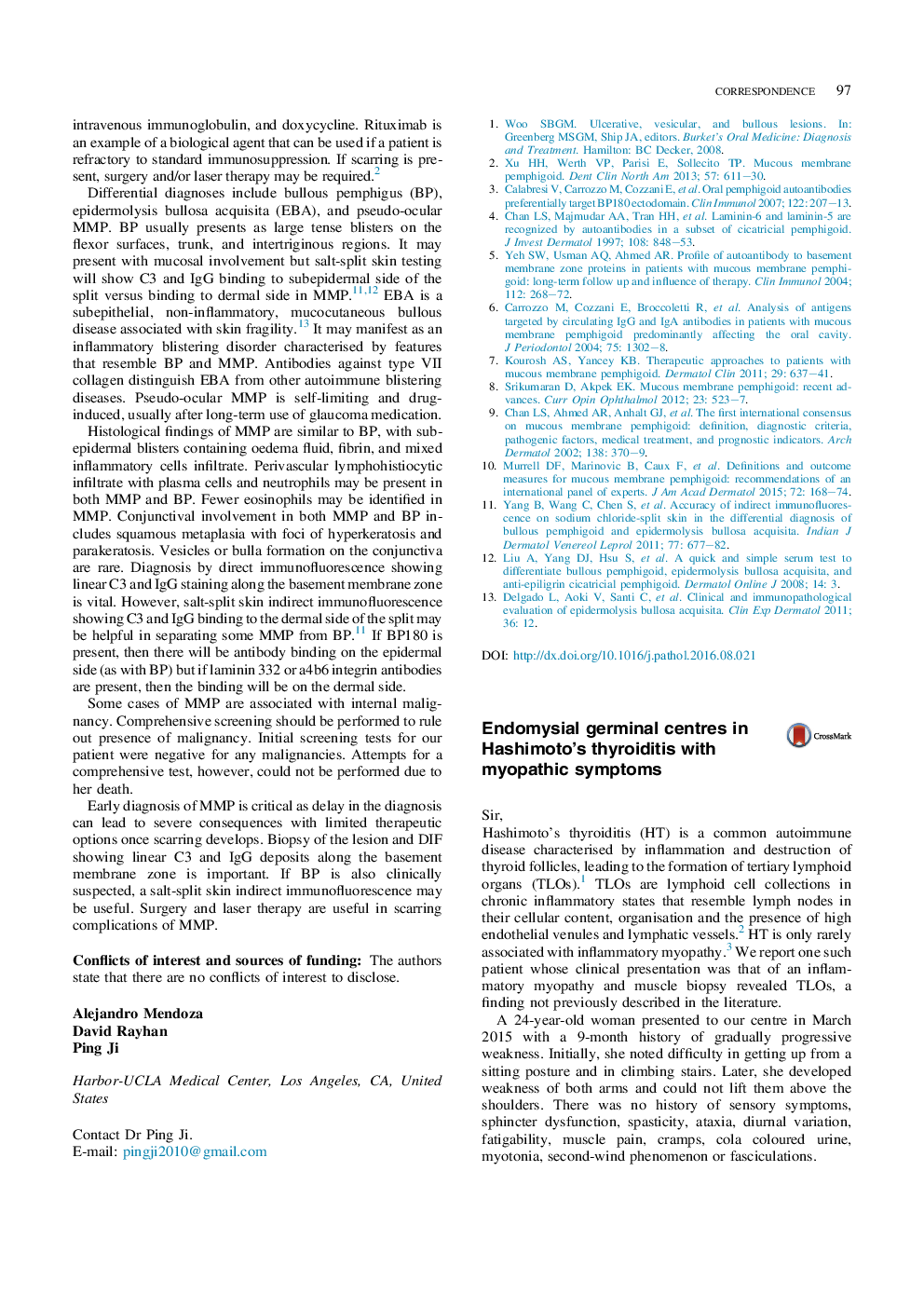 Endomysial germinal centres in Hashimoto's thyroiditis with myopathic symptoms