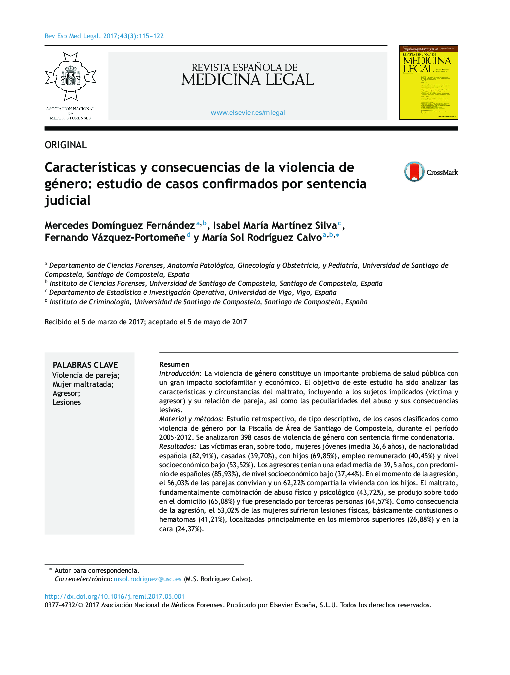 CaracterÃ­sticas y consecuencias de la violencia de género: estudio de casos confirmados por sentencia judicial