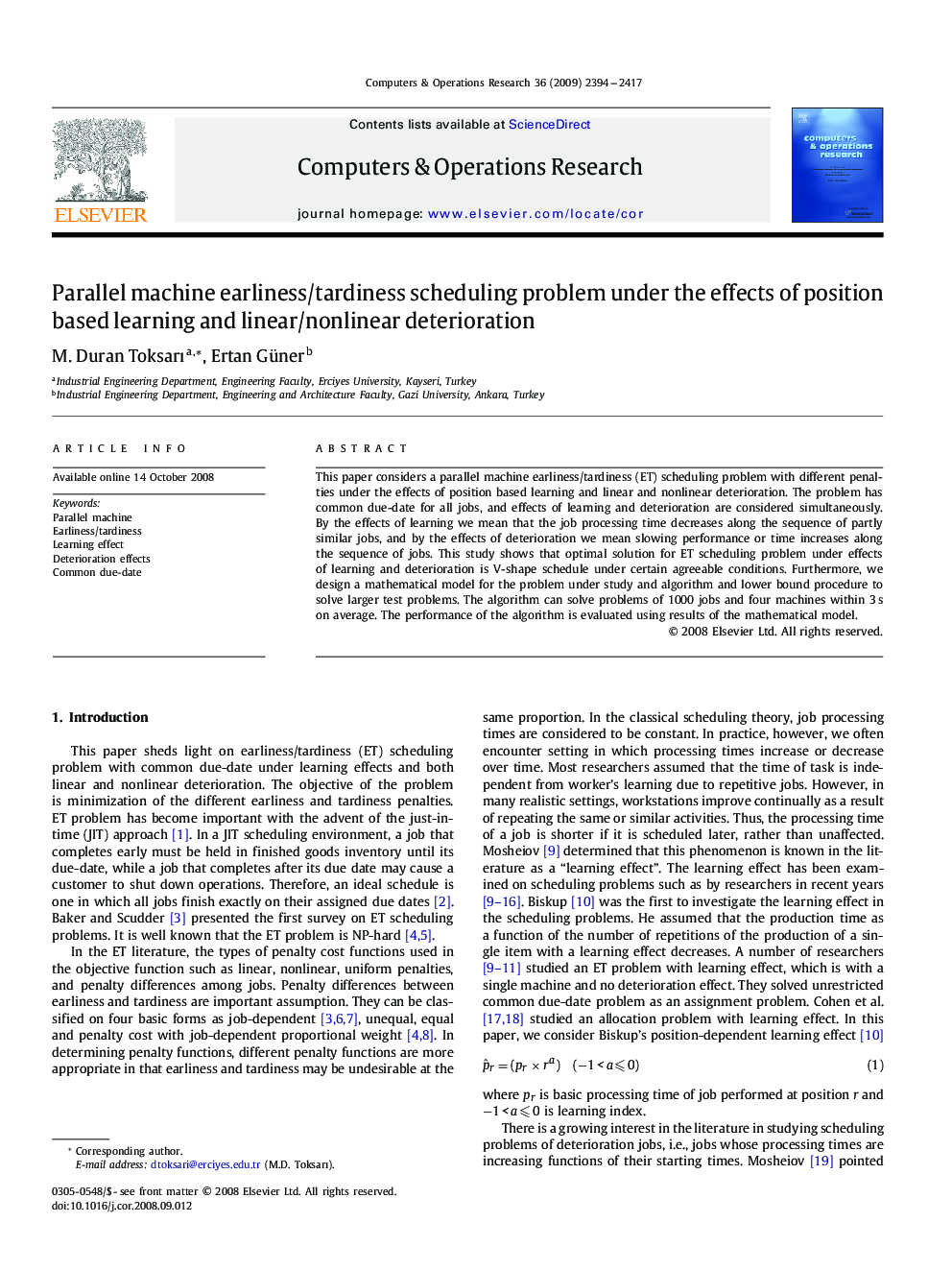 Parallel machine earliness/tardiness scheduling problem under the effects of position based learning and linear/nonlinear deterioration